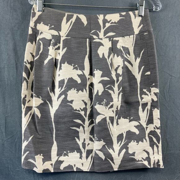 Banana Republic Skirt Heritage Canvas Plant Print Floral Size 4 100% Cotton - Picture 1 of 8